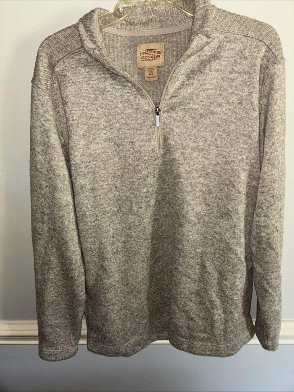Telluride Clothing Men's Heather Light Gray Half-Zip Sweater